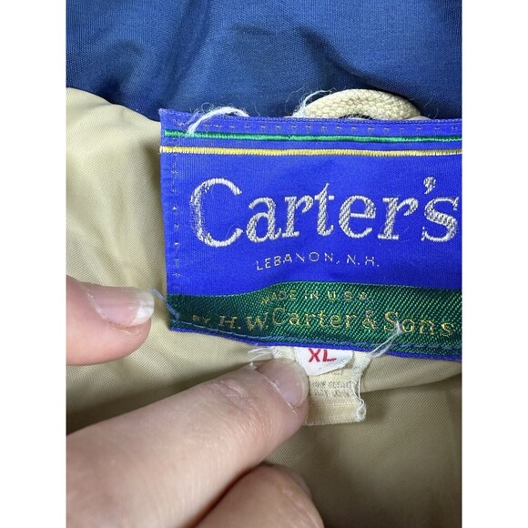 CARTERS Puffer Jacket H.W. CARTER & Son Lebanon N.H. Coat Vintage XL Blue 70s - Picture 7 of 16
